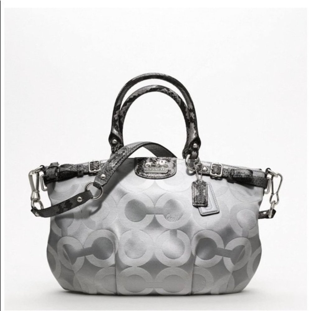 COACH Madison Sophia Opt Art Satchel- Gray Sateen
